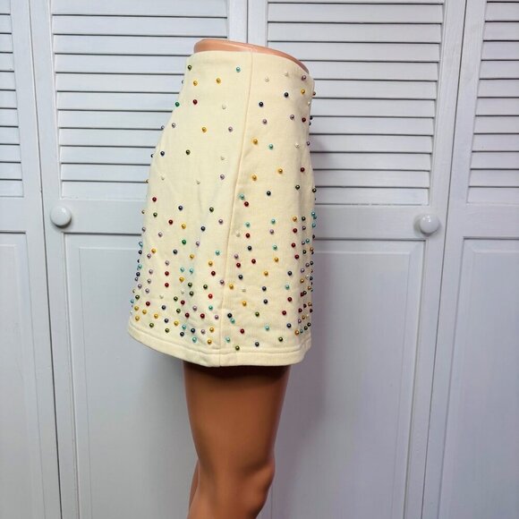 NEW QUEEN OF SPARKLES Ivory Scattered Pearl Mini Skort Size Small - Picture 4 of 8